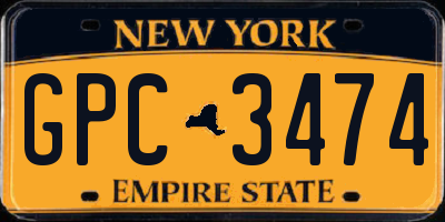 NY license plate GPC3474