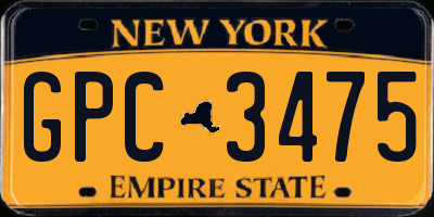 NY license plate GPC3475