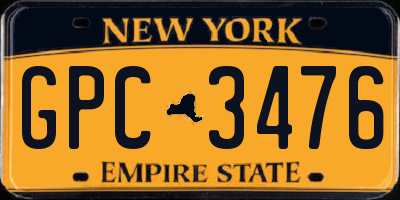 NY license plate GPC3476