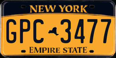 NY license plate GPC3477