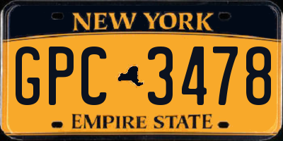 NY license plate GPC3478
