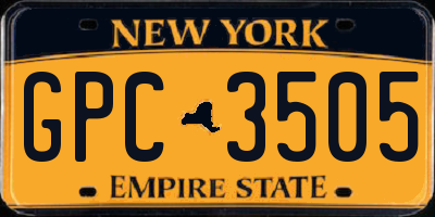 NY license plate GPC3505