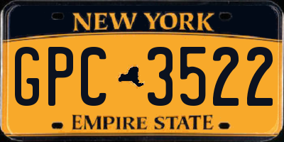 NY license plate GPC3522