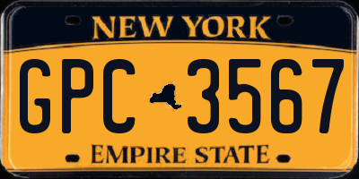 NY license plate GPC3567