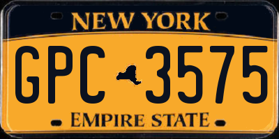 NY license plate GPC3575