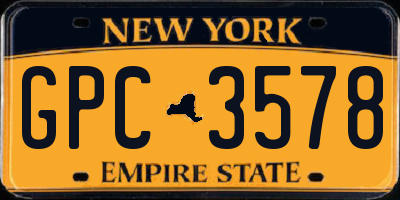 NY license plate GPC3578