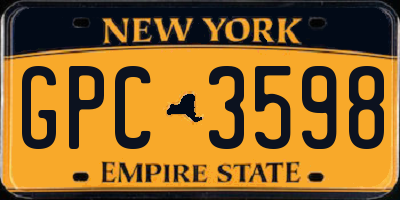 NY license plate GPC3598
