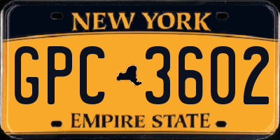 NY license plate GPC3602