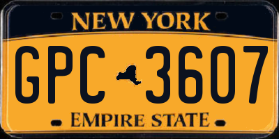 NY license plate GPC3607