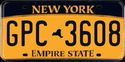 NY license plate GPC3608