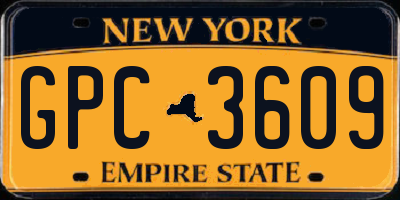 NY license plate GPC3609