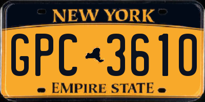 NY license plate GPC3610