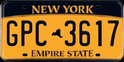 NY license plate GPC3617