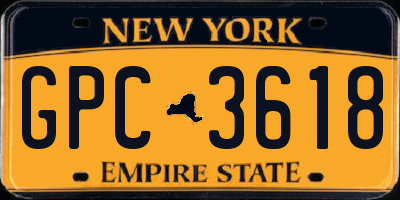 NY license plate GPC3618
