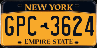 NY license plate GPC3624