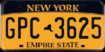NY license plate GPC3625