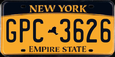 NY license plate GPC3626