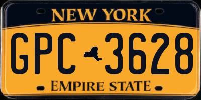 NY license plate GPC3628