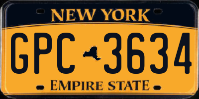 NY license plate GPC3634