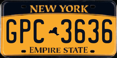 NY license plate GPC3636