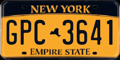 NY license plate GPC3641