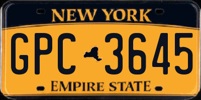 NY license plate GPC3645