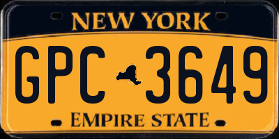 NY license plate GPC3649
