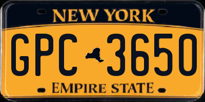 NY license plate GPC3650