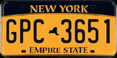 NY license plate GPC3651