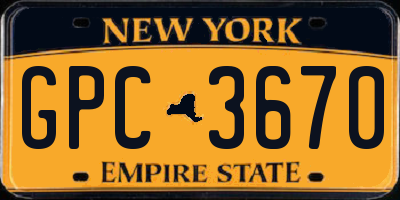 NY license plate GPC3670