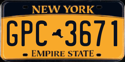 NY license plate GPC3671