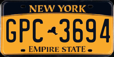 NY license plate GPC3694