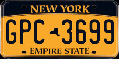 NY license plate GPC3699