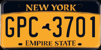 NY license plate GPC3701