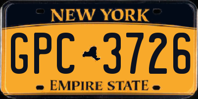 NY license plate GPC3726