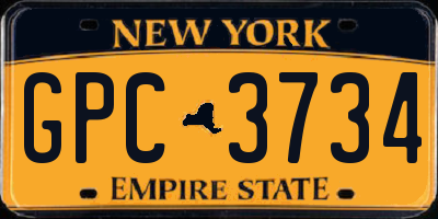 NY license plate GPC3734