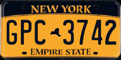 NY license plate GPC3742