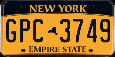NY license plate GPC3749