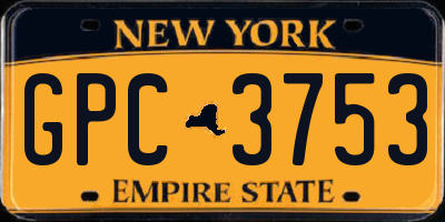 NY license plate GPC3753