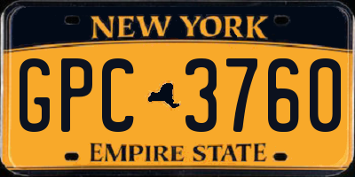 NY license plate GPC3760