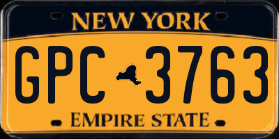 NY license plate GPC3763