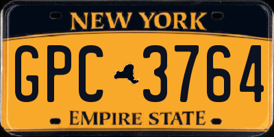 NY license plate GPC3764