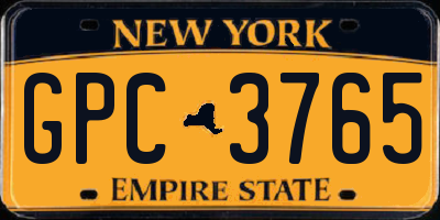 NY license plate GPC3765