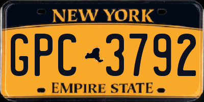 NY license plate GPC3792
