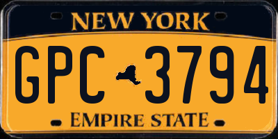 NY license plate GPC3794