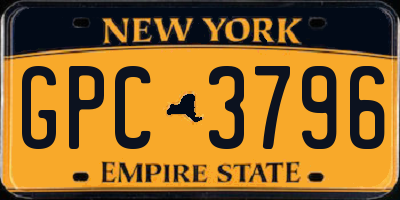 NY license plate GPC3796