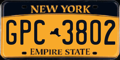 NY license plate GPC3802
