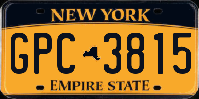 NY license plate GPC3815