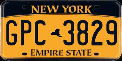 NY license plate GPC3829