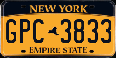 NY license plate GPC3833